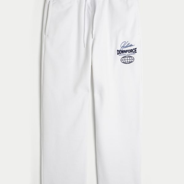 Heavyweight Terry Racing Graphic Baggy Sweatpants - white