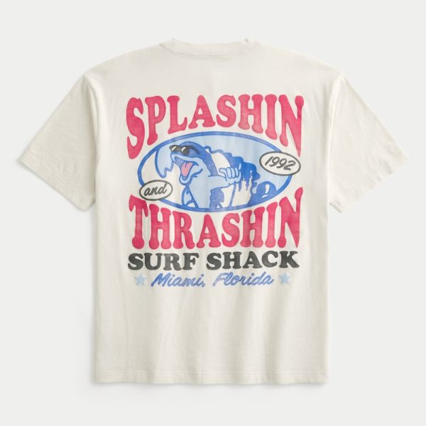 Boxy Lil Sandy Barbecue Graphic Tee - dark cream