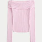 Long-Sleeve Double Off-the-Shoulder Top - rose quartz