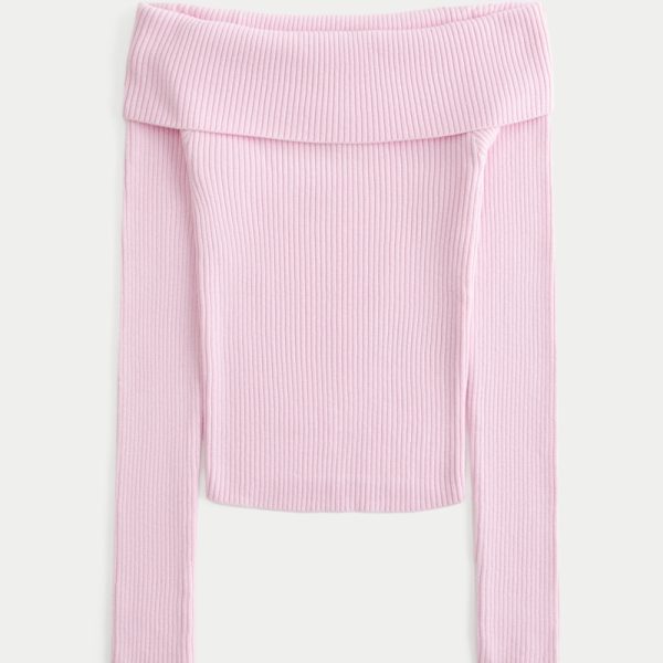 Long-Sleeve Double Off-the-Shoulder Top - rose quartz