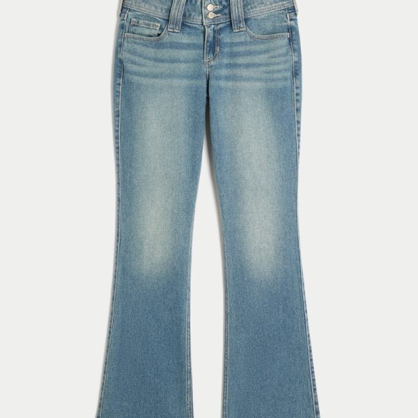 Low-Rise Distressed Medium Wash Boot Jeans - medium