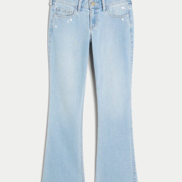 Low-Rise Star Embroidery Boot Jeans - light
