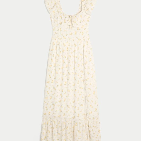 On/Off-the-Shoulder Maxi Dress - white floral