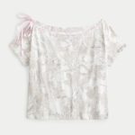Easy Off-the-Shoulder Tie Camo T-Shirt - camo print