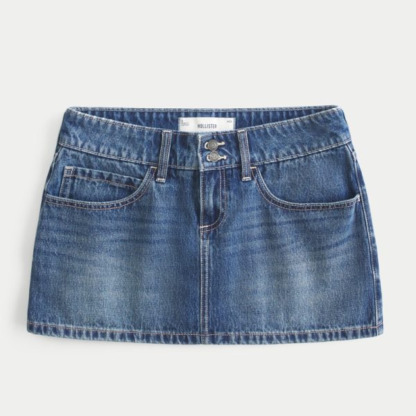 Low-Rise Studded Denim Mini Skort - medium