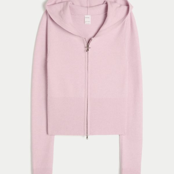 Gilly Hicks Zip-Up Sweater Hoodie - light lilac