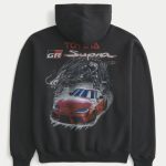 Boxy Toyota Supra Graphic Hoodie - faded black