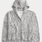 Boxy Zip-Up Hoodie - cream camo
