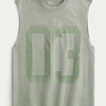 Boxy Heavyweight Camo Logo Graphic Tank - washed light green