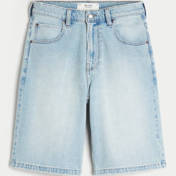 Medium Wash Super Baggy Denim Cargo Shorts - light