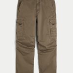 Flex Waistband Baggy Cargo Pants - dark brown