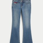 Low-Rise Star Embroidery Boot Jeans - medium