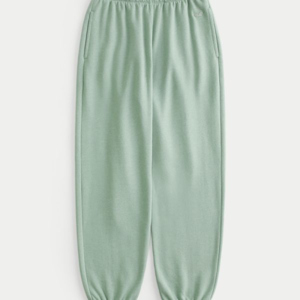 Hollister Feel Good Fleece Dad Joggers - dusty jade