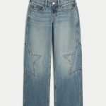 Low-Rise Medium Wash Baggy Jeans - medium