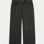 Low-Rise Medium Wash Baggy Jeans - washed black