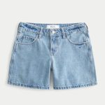 Low-Rise Washed Black Baggy Denim Shorts 5" - medium