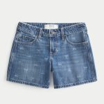 Low-Rise Washed Black Baggy Denim Shorts 5" - dark