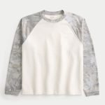 Boxy Crop Heavyweight Long-Sleeve Logo Crew T-Shirt - camo and cream