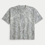 Boxy Heavyweight Crop Crew T-Shirt - cream camo