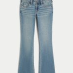 Low-Rise Distressed Medium Wash Boot Jeans - medium