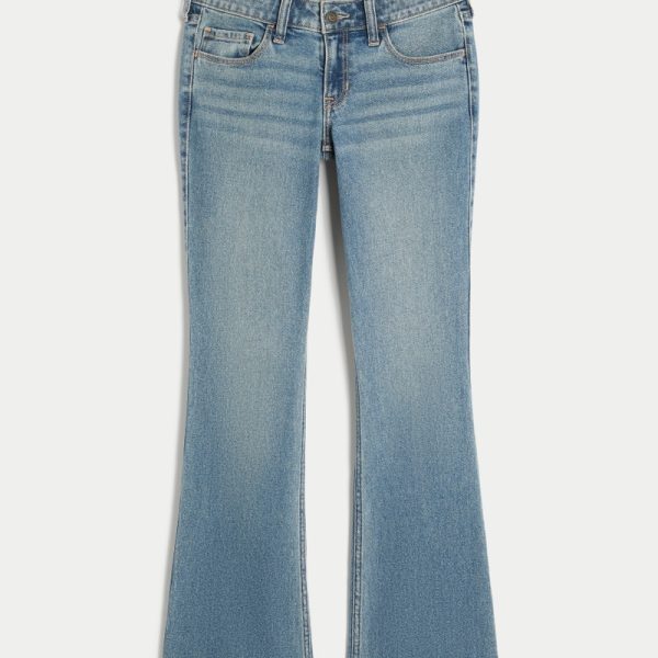 Low-Rise Medium Wash Embroidered Florals Boot Jeans - medium