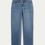 Low-Rise Medium Wash Loose Jeans - medium