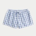 Oxford Cotton Tie Shorts - blue plaid