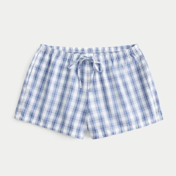 Oxford Cotton Tie Shorts - blue plaid