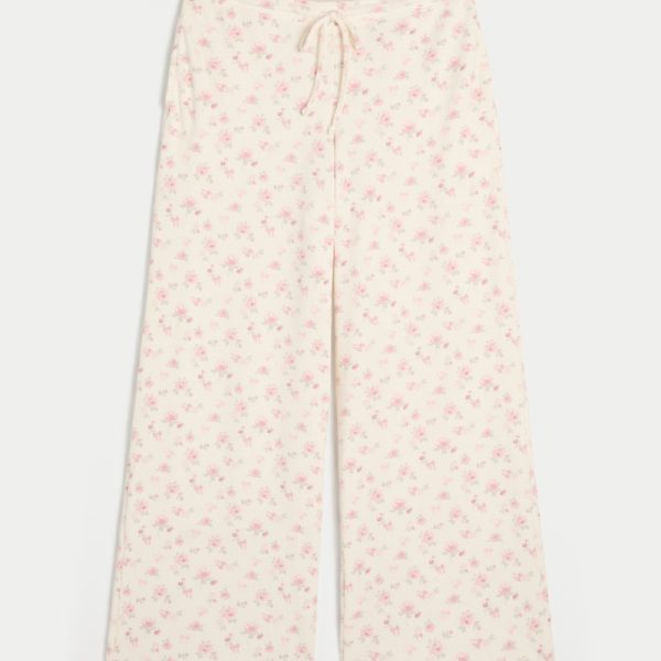 Gilly Hicks Baggy Cozy Waffle Pants - cloud white floral