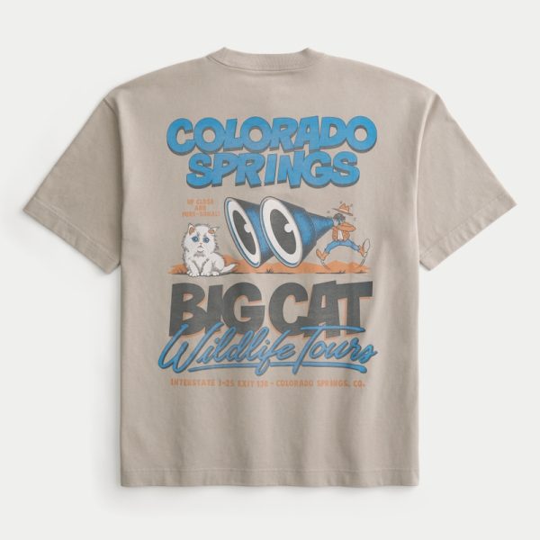 Boxy Heavyweight Blue Star Diner Graphic Tee - tan
