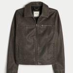 Vegan Leather Zip-Up Jacket - black