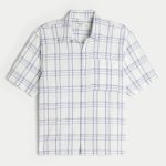 Boxy Short-Sleeve Pocket Shirt - white plaid