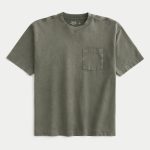 Boxy Heavyweight Washed Cotton Crew T-Shirt - washed olive