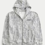 Boxy Logo Zip-Up Hoodie - cream camo