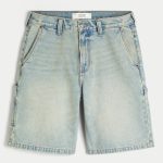 Dark Wash Baggy Denim Shorts - tinted light medium