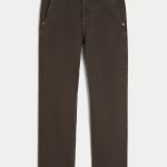 Medium Wash Straight Jeans - dark brown