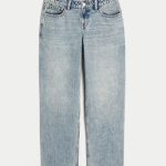 Low-Rise Medium Wash Loose Jeans - medium