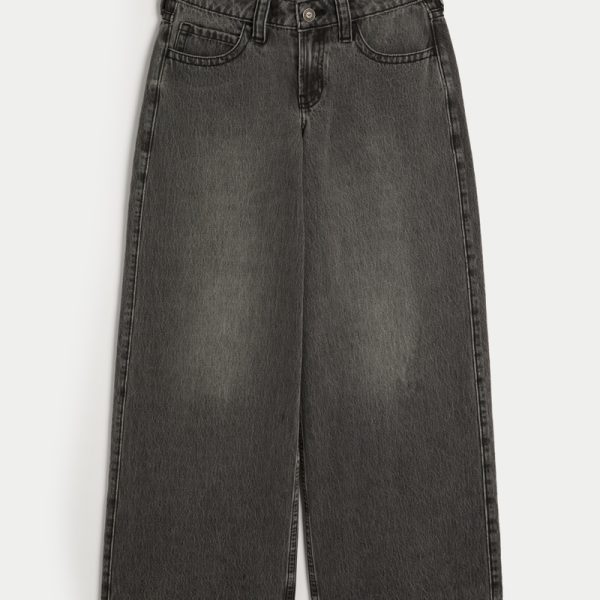 Low-Rise Dark Wash Super Baggy Jeans - washed black