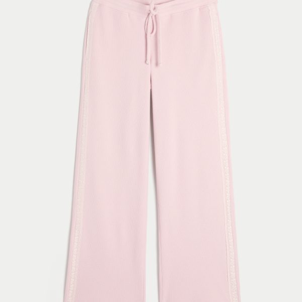 Gilly Hicks Waffle Lace Straight Pants - light lilac