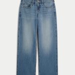 Low-Rise Medium Wash Baggy Jeans - medium