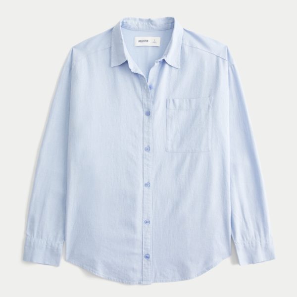 Oversized Linen-Blend Shirt - dusk blue