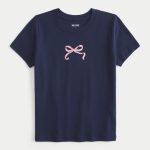 Heart Graphic Baby Tee - navy blue