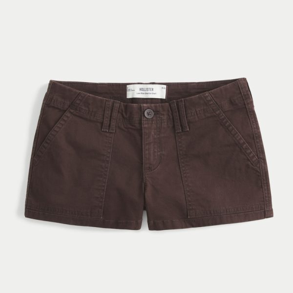 Low-Rise Twill Shortie Shorts - espresso