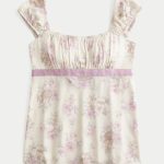 Easy Satin Tie Babydoll Top - cream floral