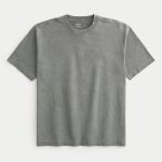 Boxy Heavyweight Washed Crew T-Shirt - washed dark gray