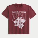 Boxy Heavyweight Radio Club Graphic Tee - faded burgundy
