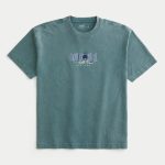 Boxy Heavyweight Costa Rica Graphic Tee - washed dark teal