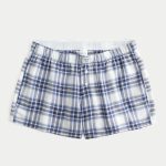 Flannel Boxer Shorts - navy blue plaid