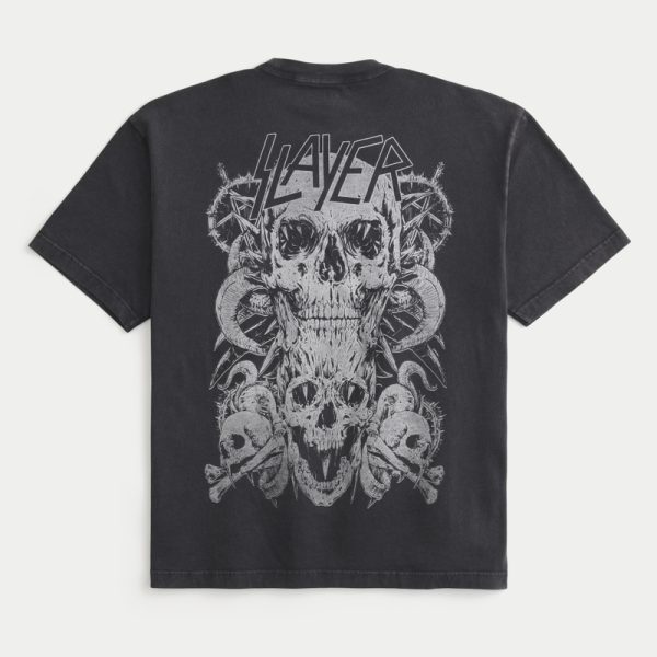 Boxy Megadeth Tour Graphic Tee - washed black