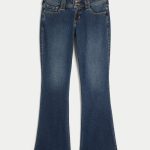 Low-Rise Distressed Medium Wash Boot Jeans - dark